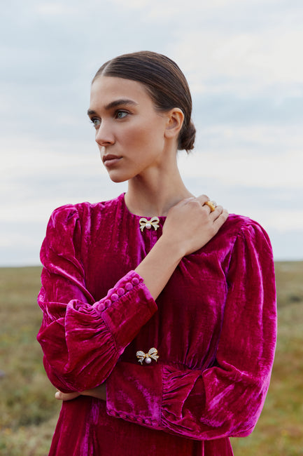 Posey Berry Velvet Dress