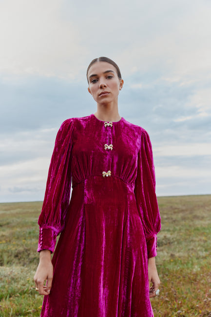 Posey Berry Velvet Dress