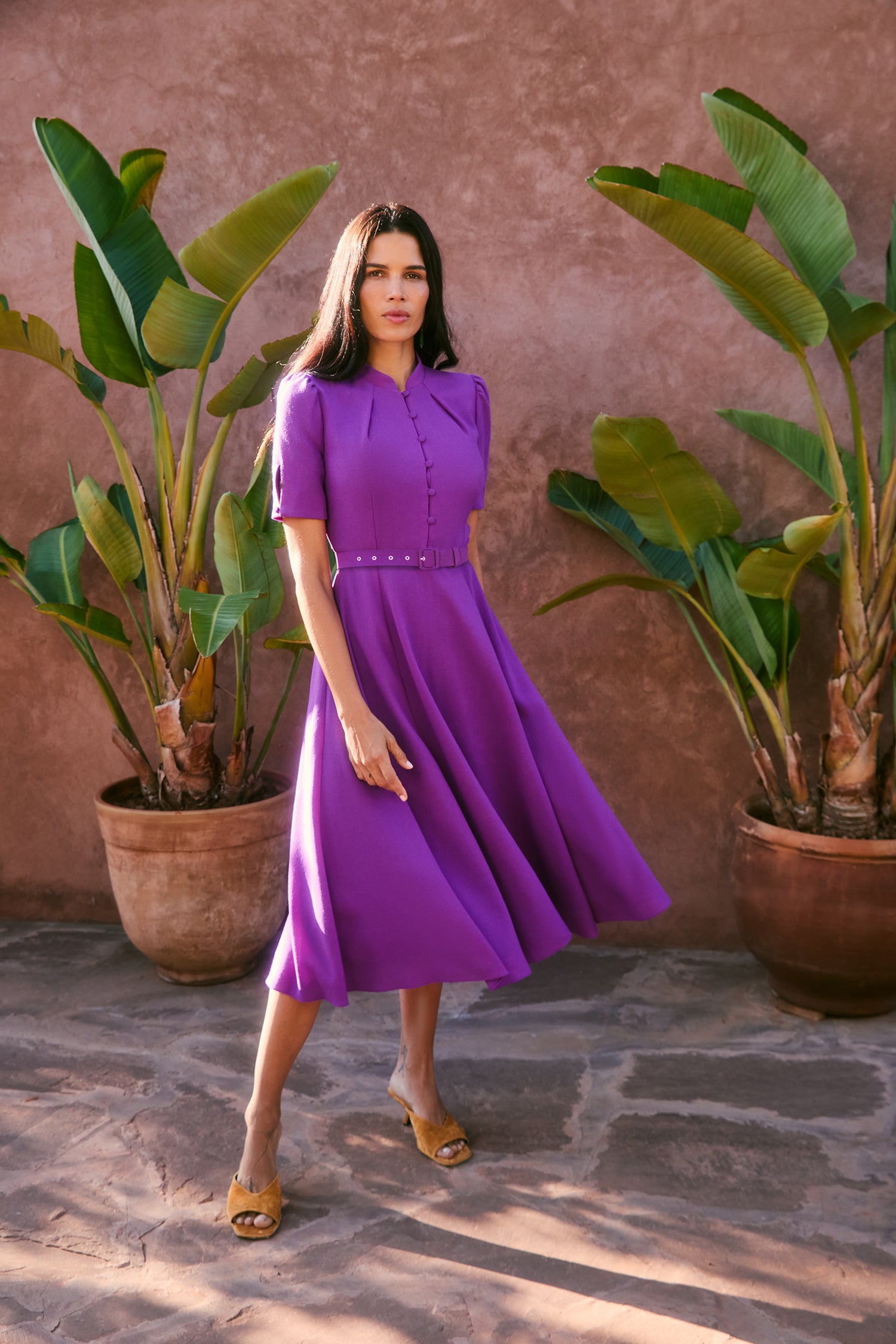 Ahana Bright Purple Short Sleeve Dress