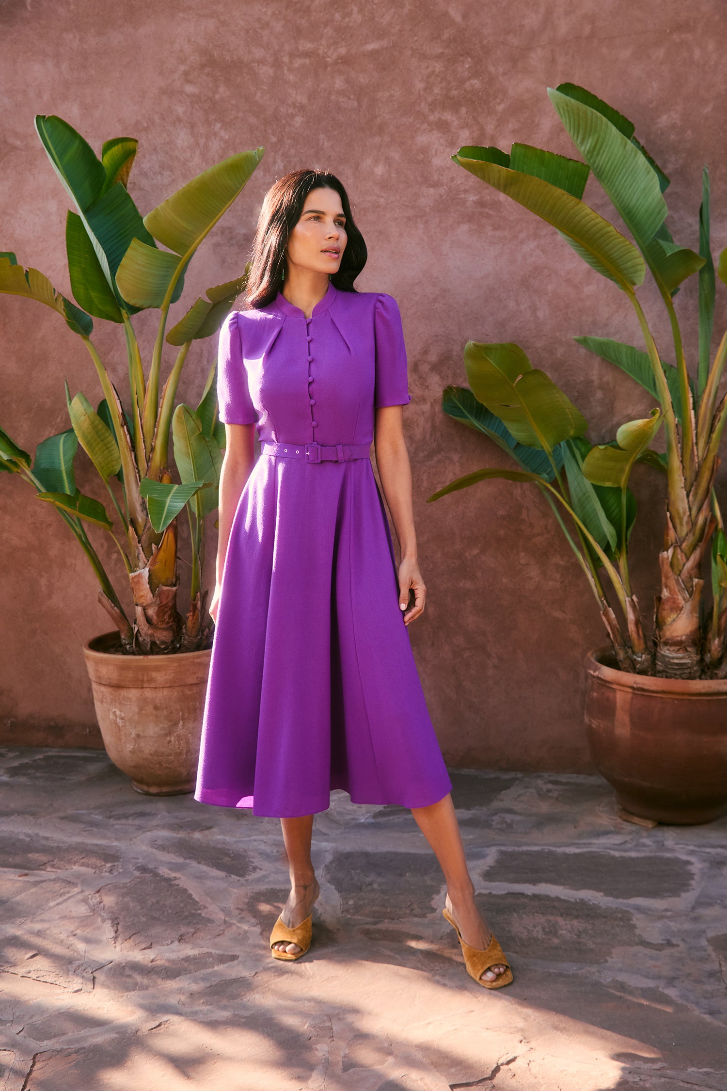 Ahana Bright Purple Short Sleeve Dress