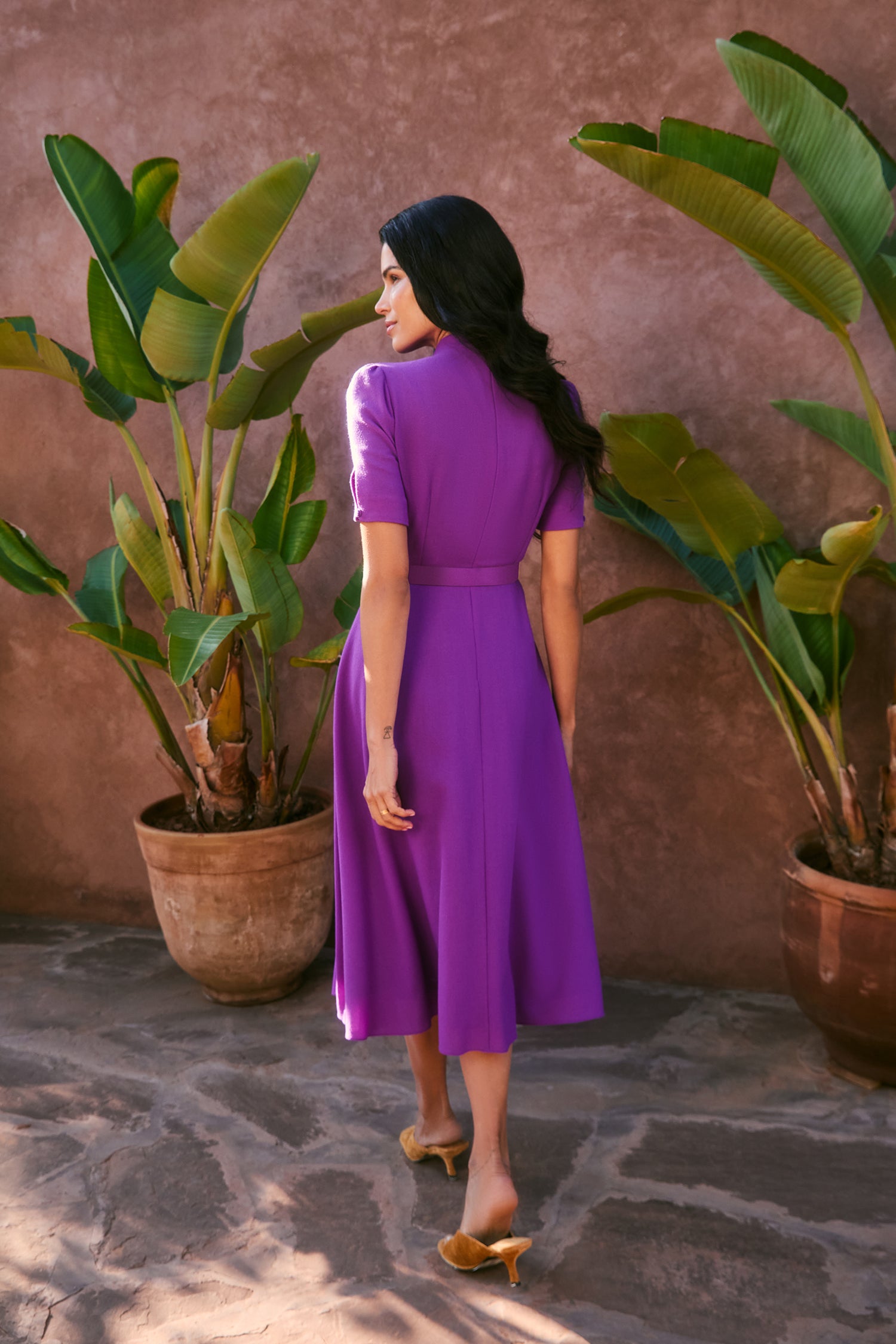 Ahana Bright Purple Short Sleeve Dress