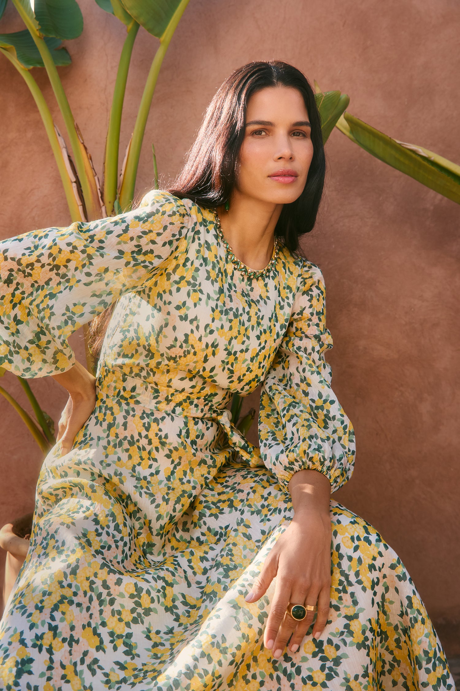 Mikela Lemon Floral Dress