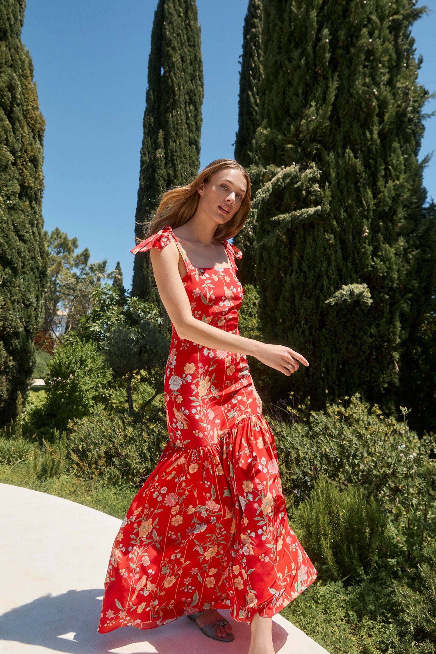 Thea Bamboo & Birds Red Dress