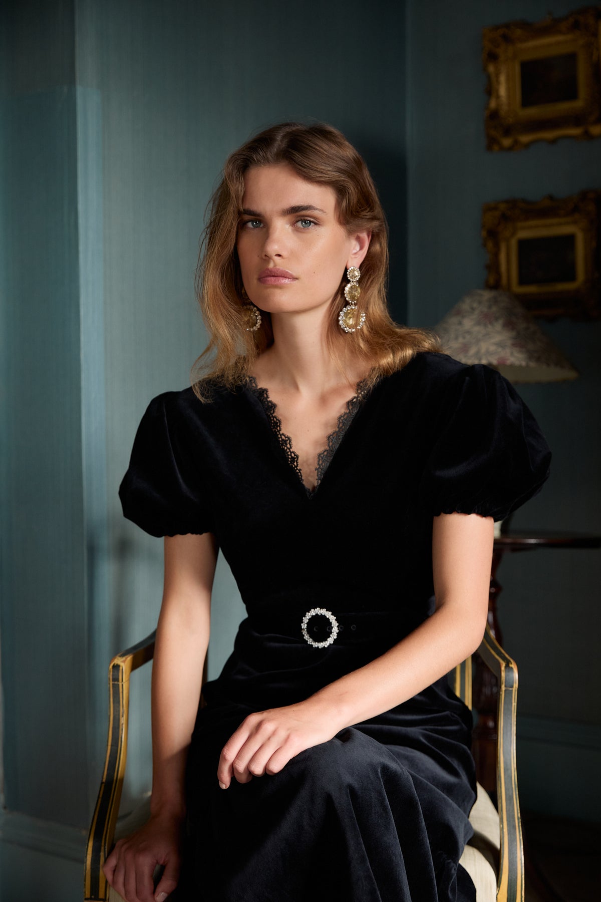 Elsie Black Velvet Dress