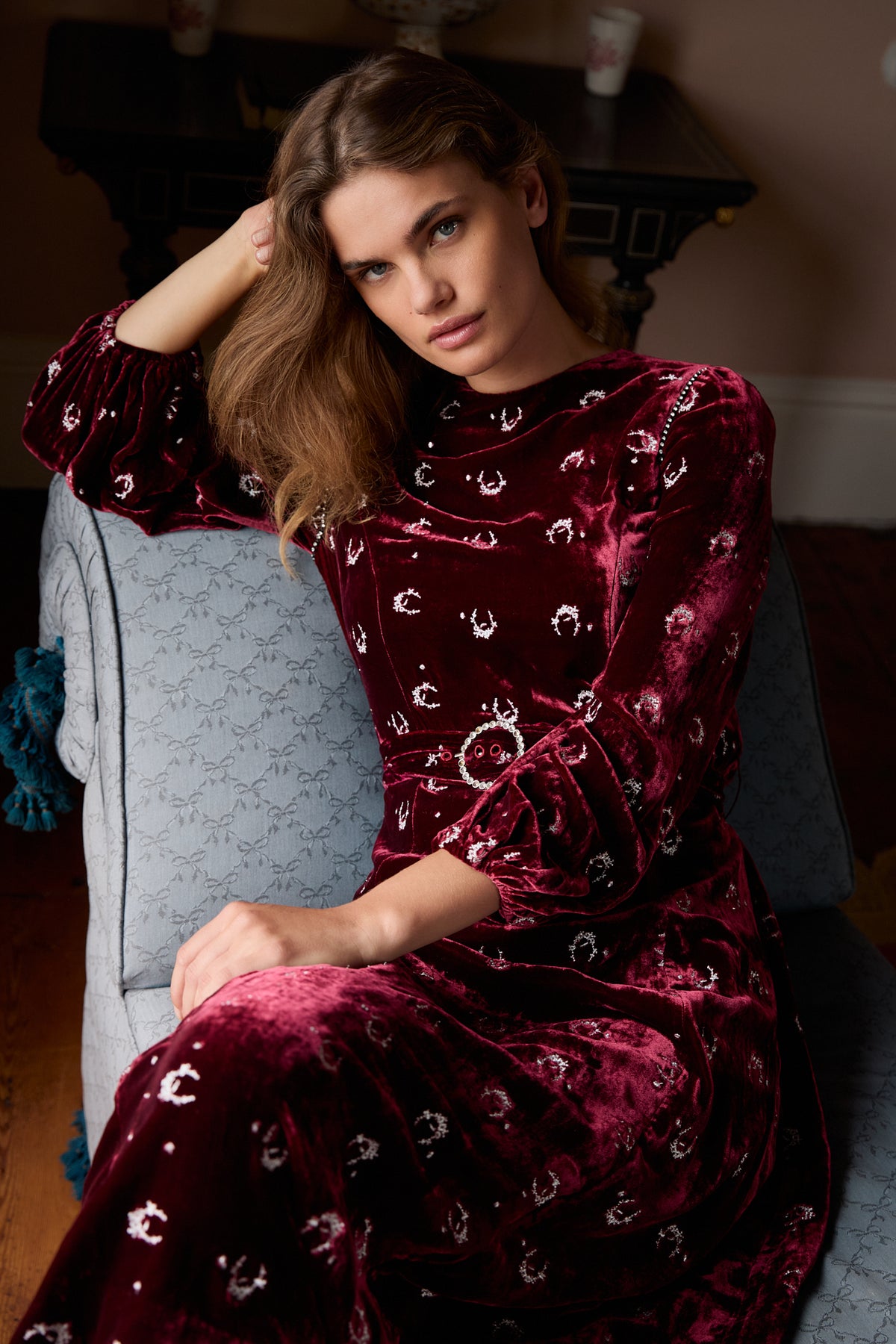 Moira Burgundy Embellished Dress
