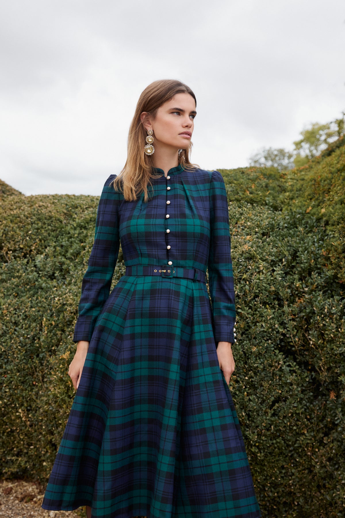 Ahana Evergreen Tartan Dress