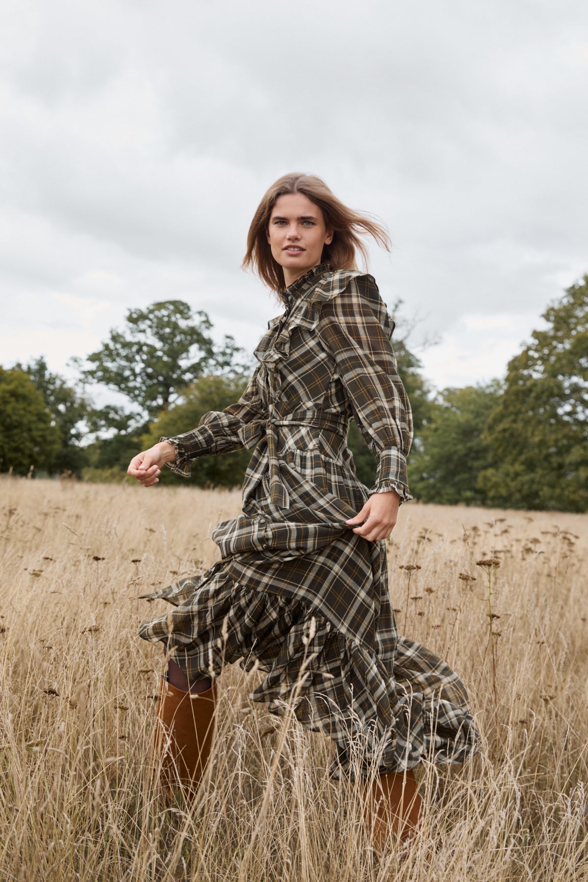 Diane Green Check Dress