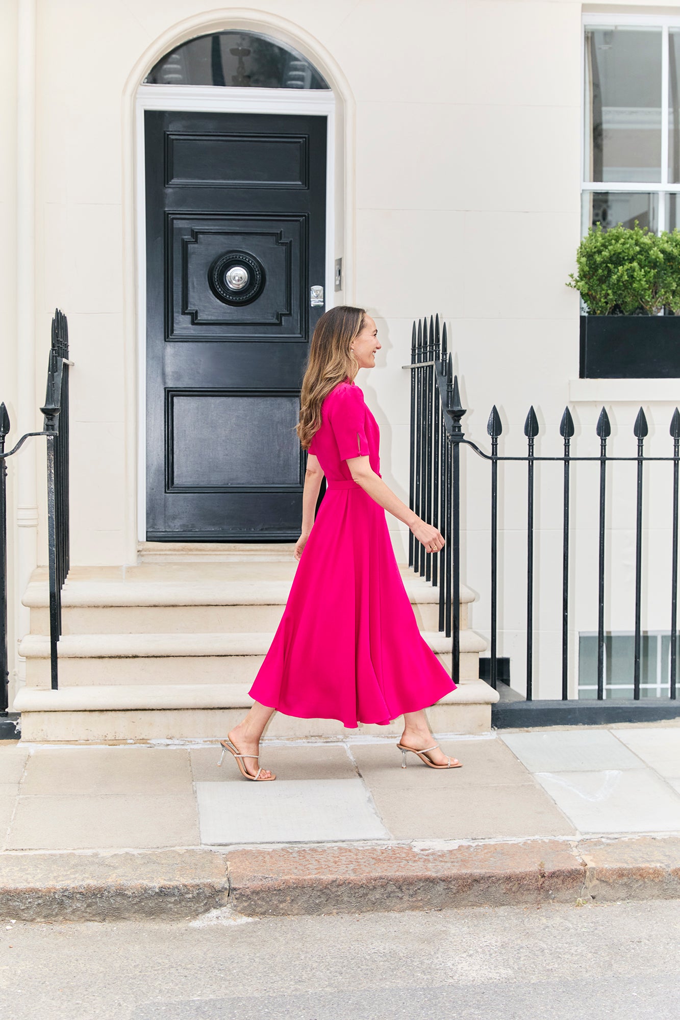 Ahana Fuchsia Short Sleeve Dress