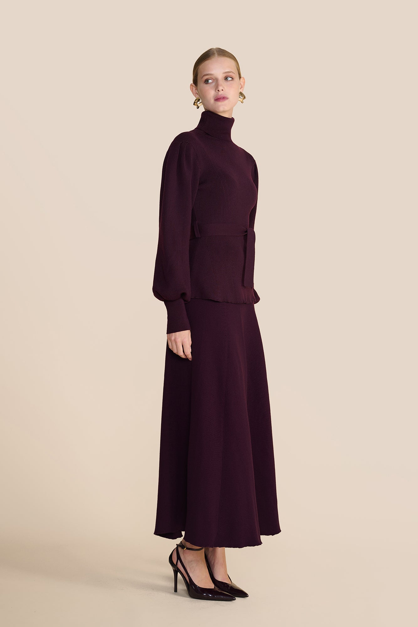 Eliza Knit Skirt Plum