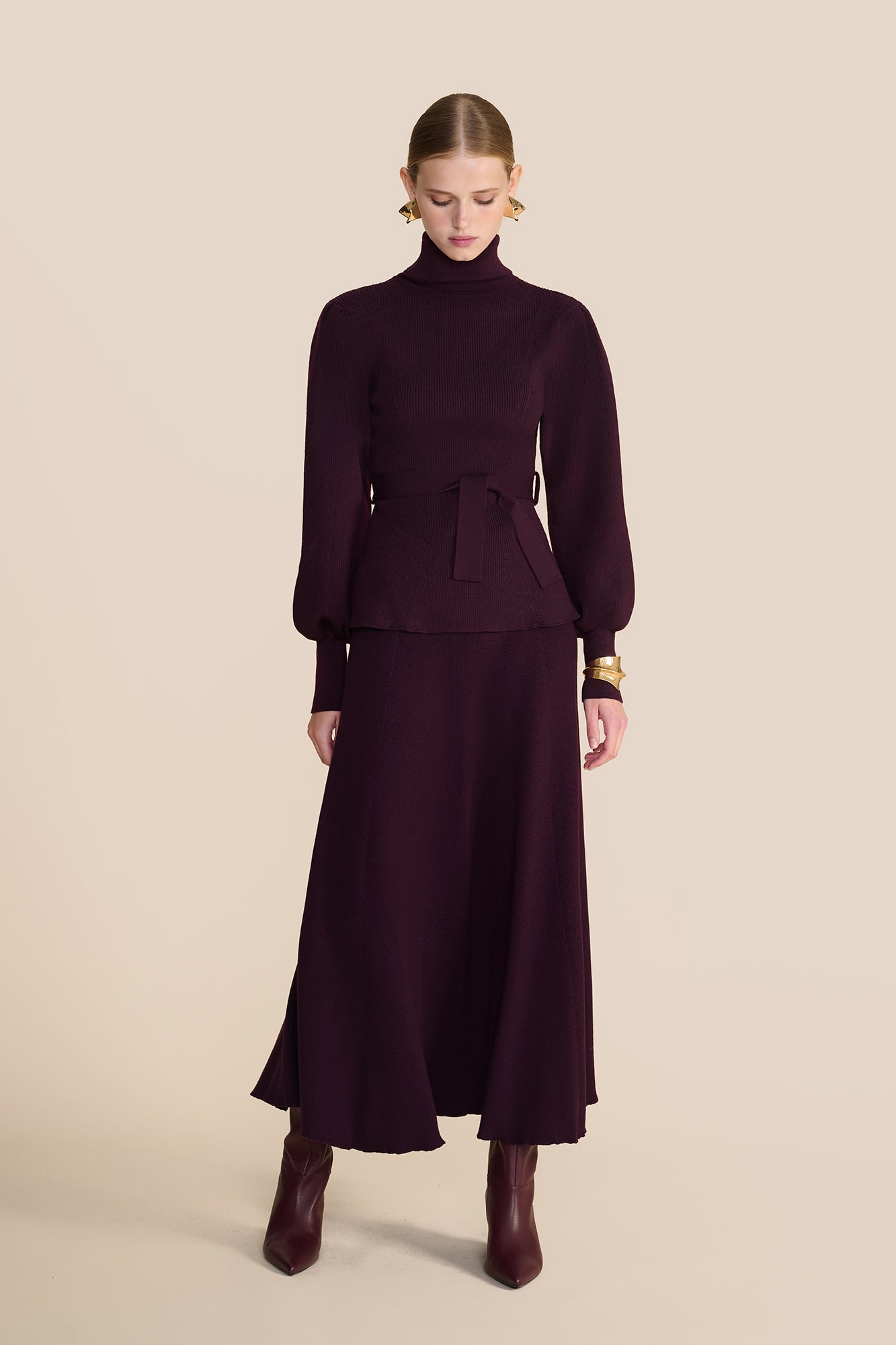 Eliza Knit Skirt Plum