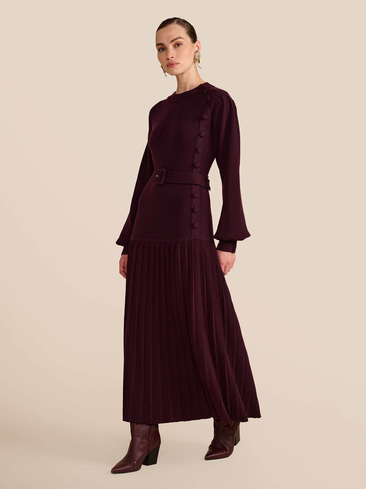 Lenora Plum Knit Dress