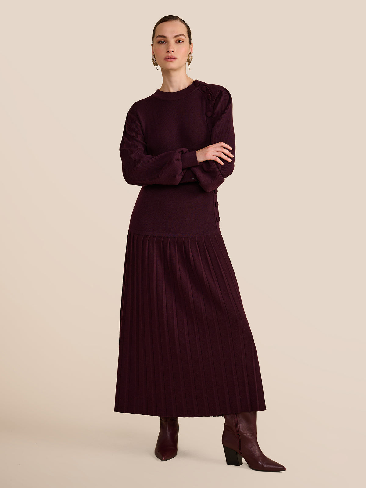 Lenora Plum Knit Dress