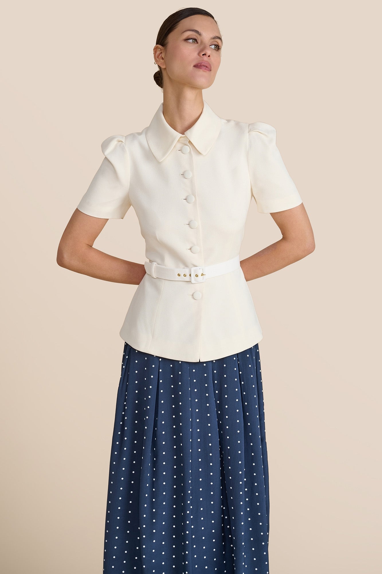 Marnie Navy Polka Dot Skirt