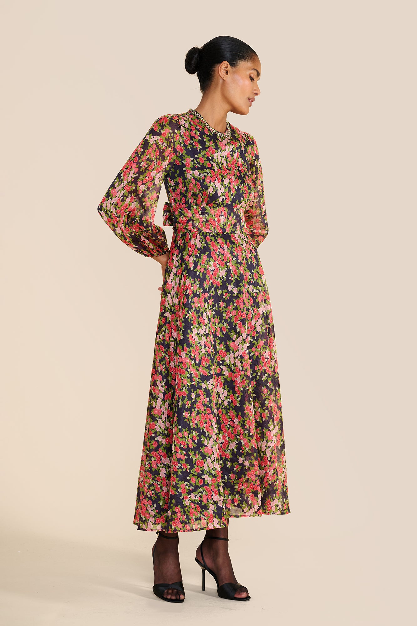 Mikela Navy Japanese Floral Dress