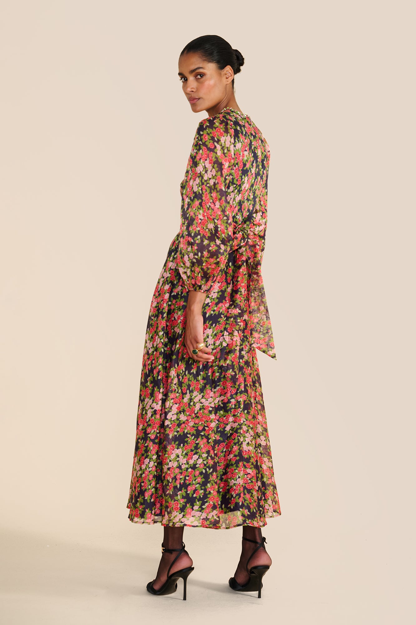 Mikela Navy Japanese Floral Dress