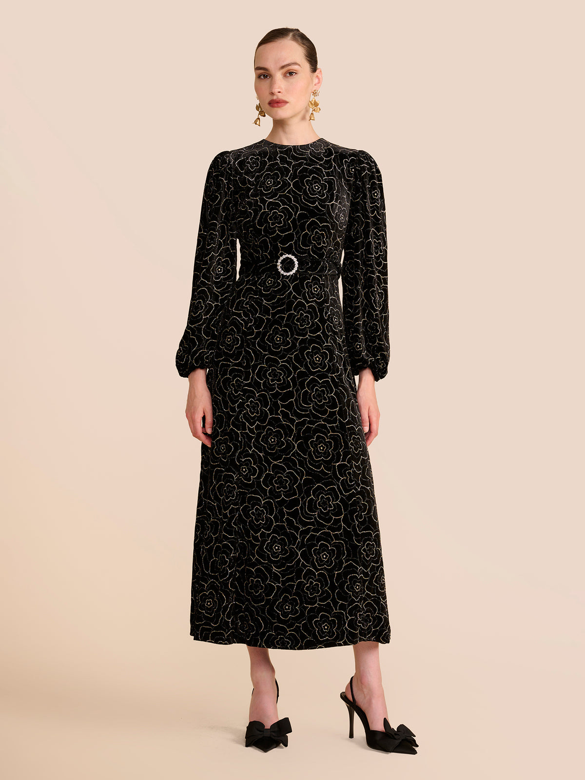 Moira Black Floral Embellished Dress