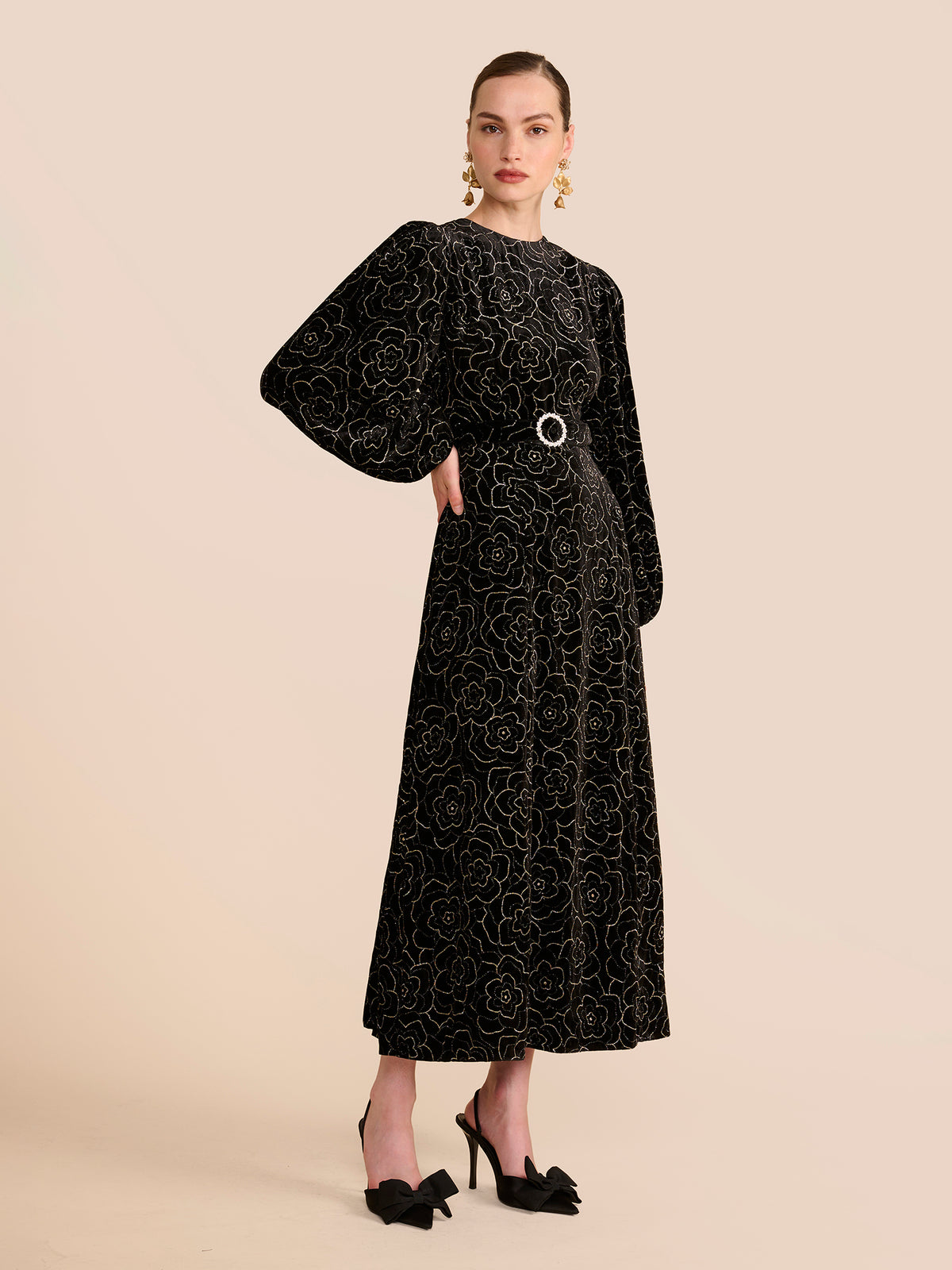 Moira Black Floral Embellished Dress