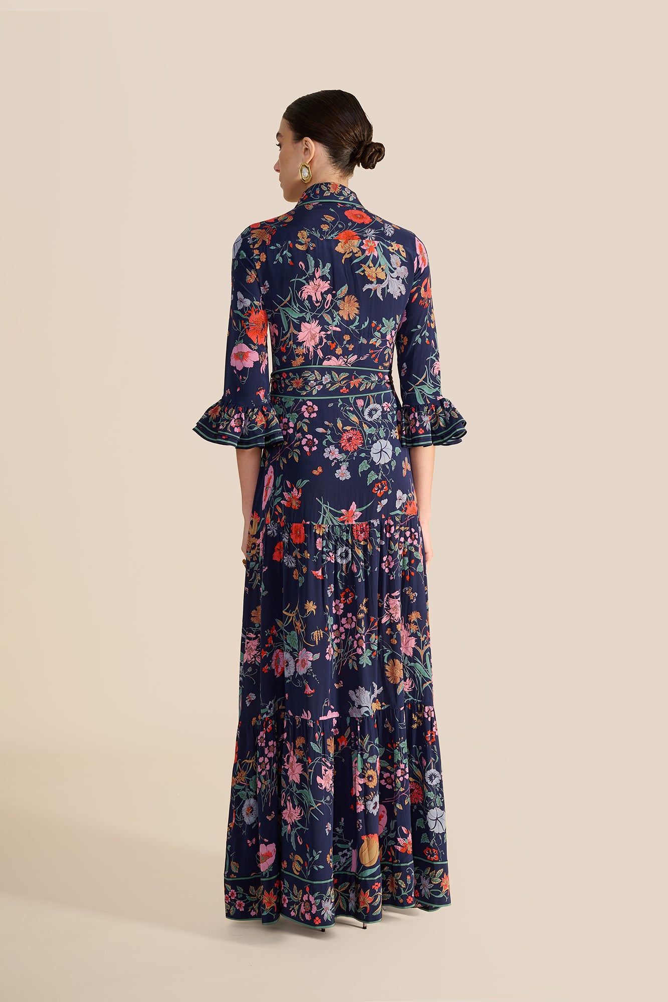 Nalini Navy Floral Bouquet Dress