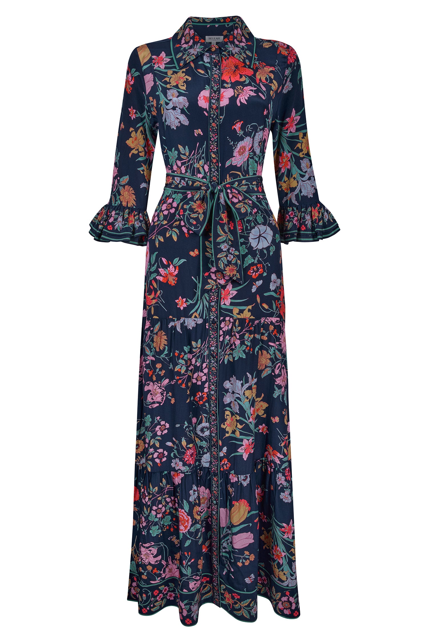 Nalini Navy Floral Bouquet Dress
