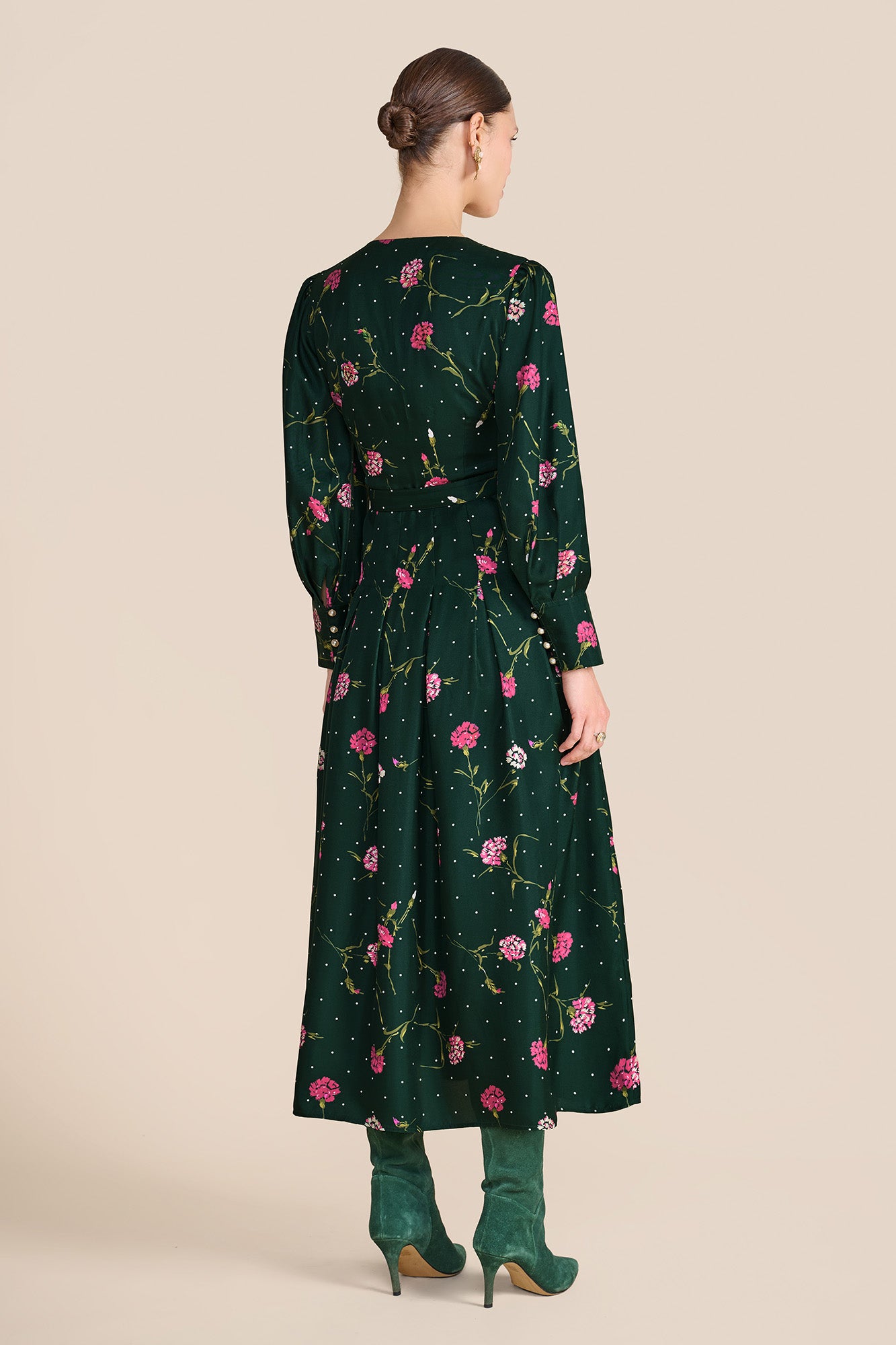 Odette Evergreen Carnation Dress