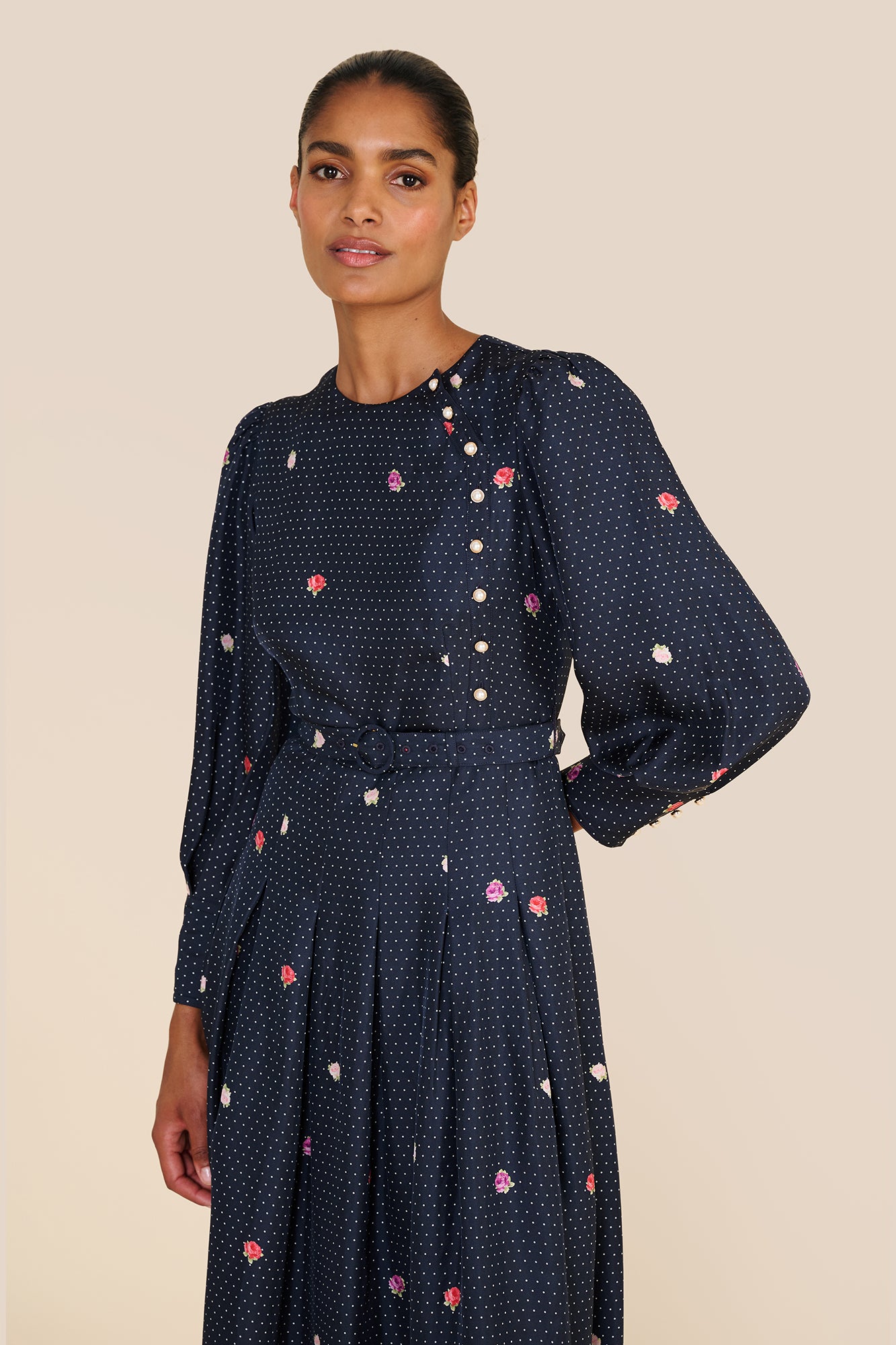 Odette Polka Floral Dress