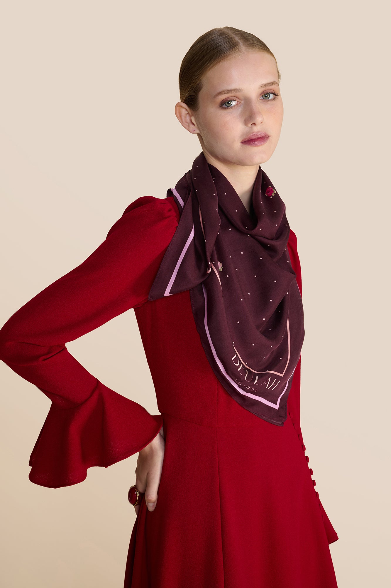 Polka Floral Plum Scarf