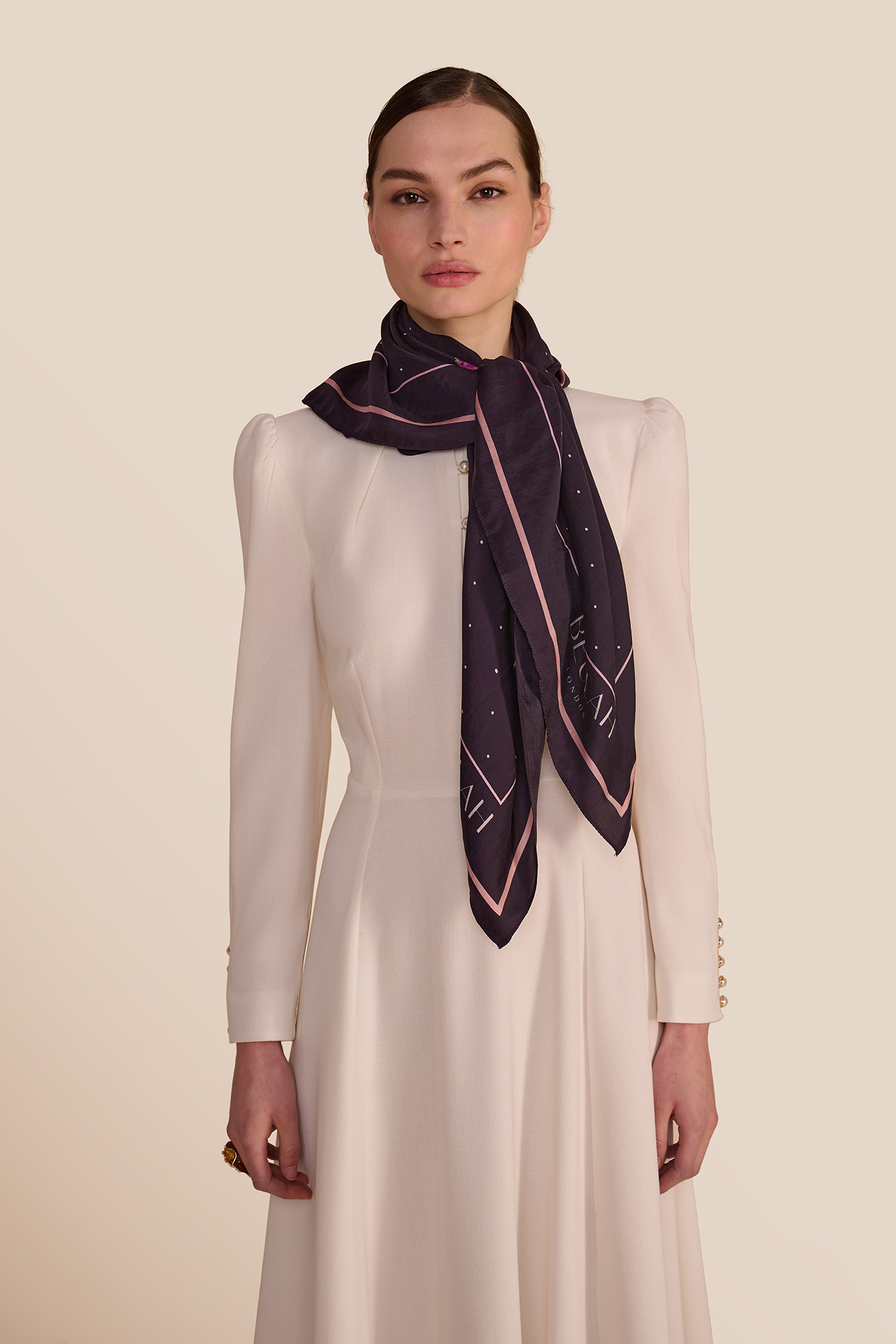 Polka Floral Navy Scarf