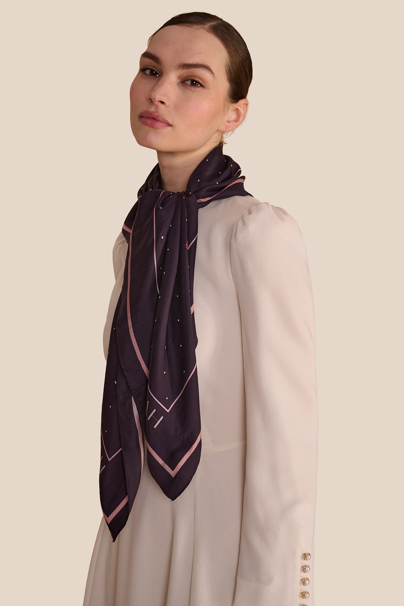 Polka Floral Navy Scarf