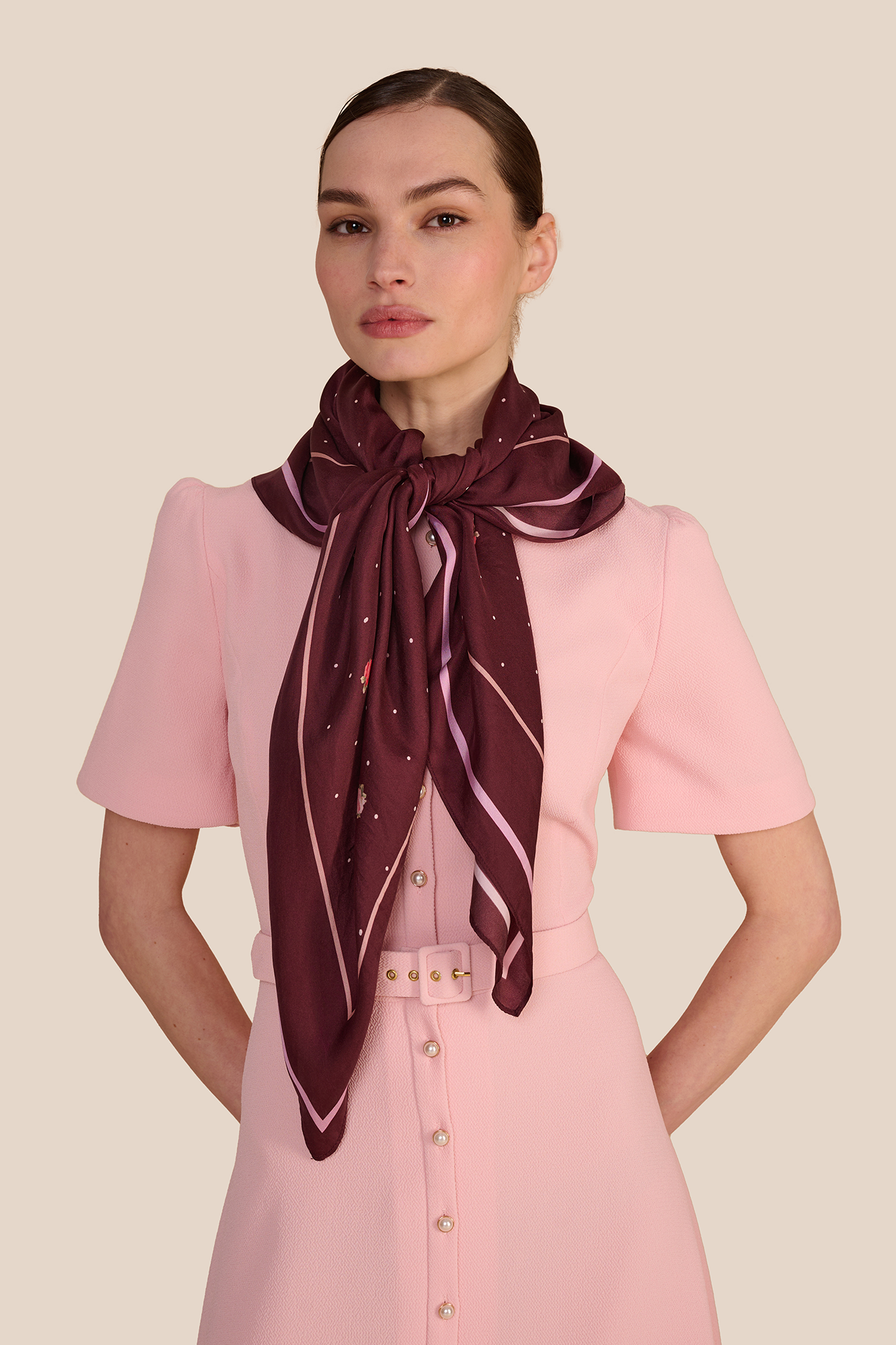 Polka Floral Plum Scarf