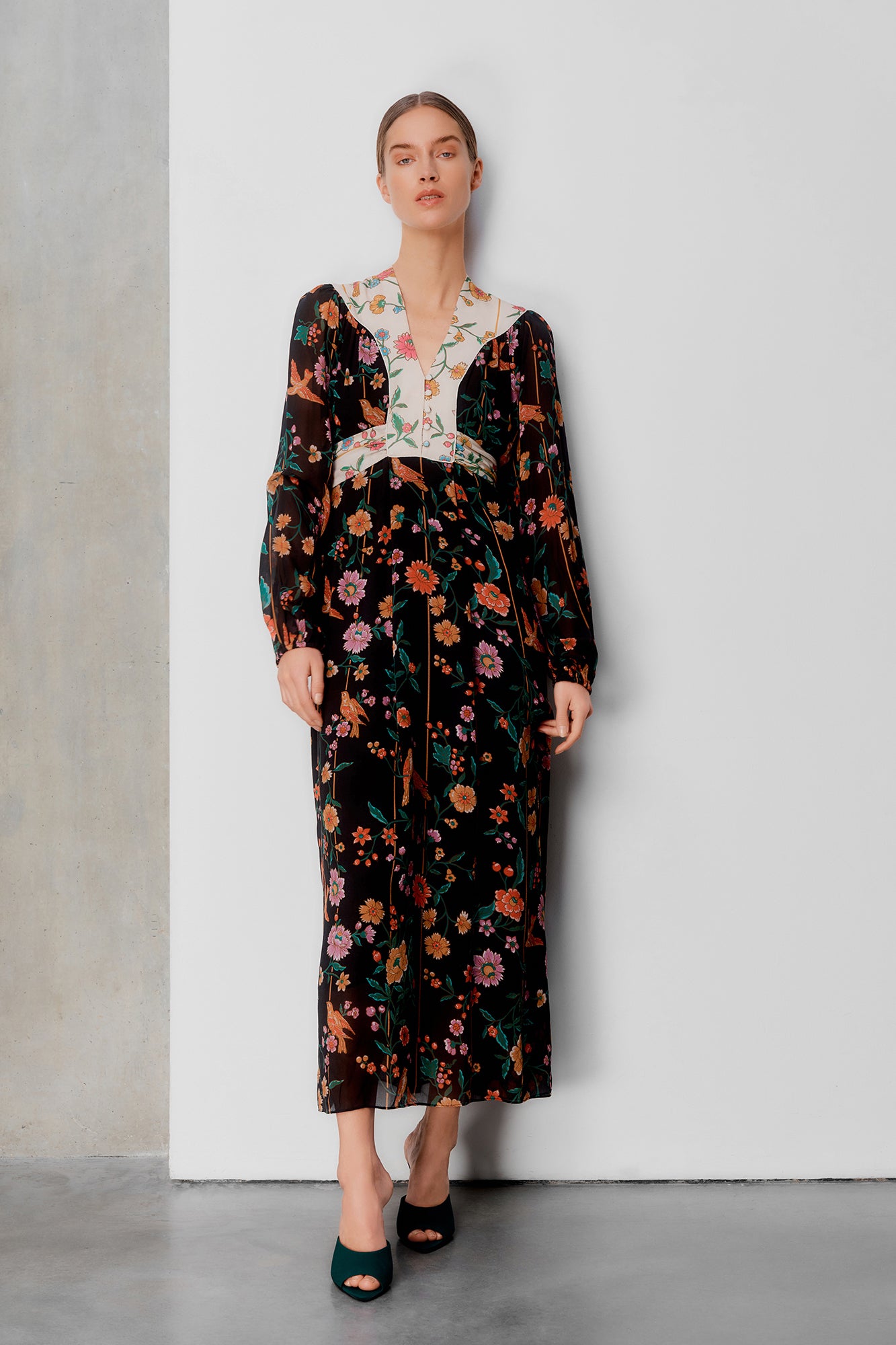 Rose Bamboo & Birds Dress