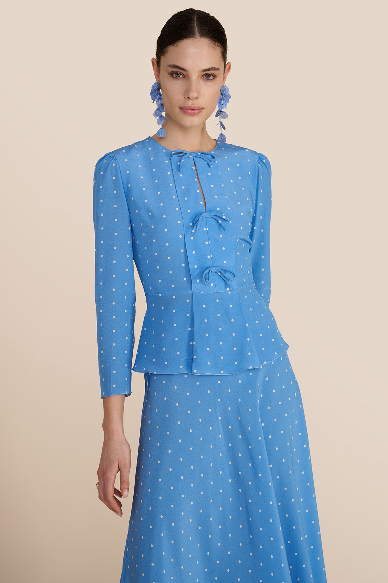 Serena Cornflower Polka Dot Blouse