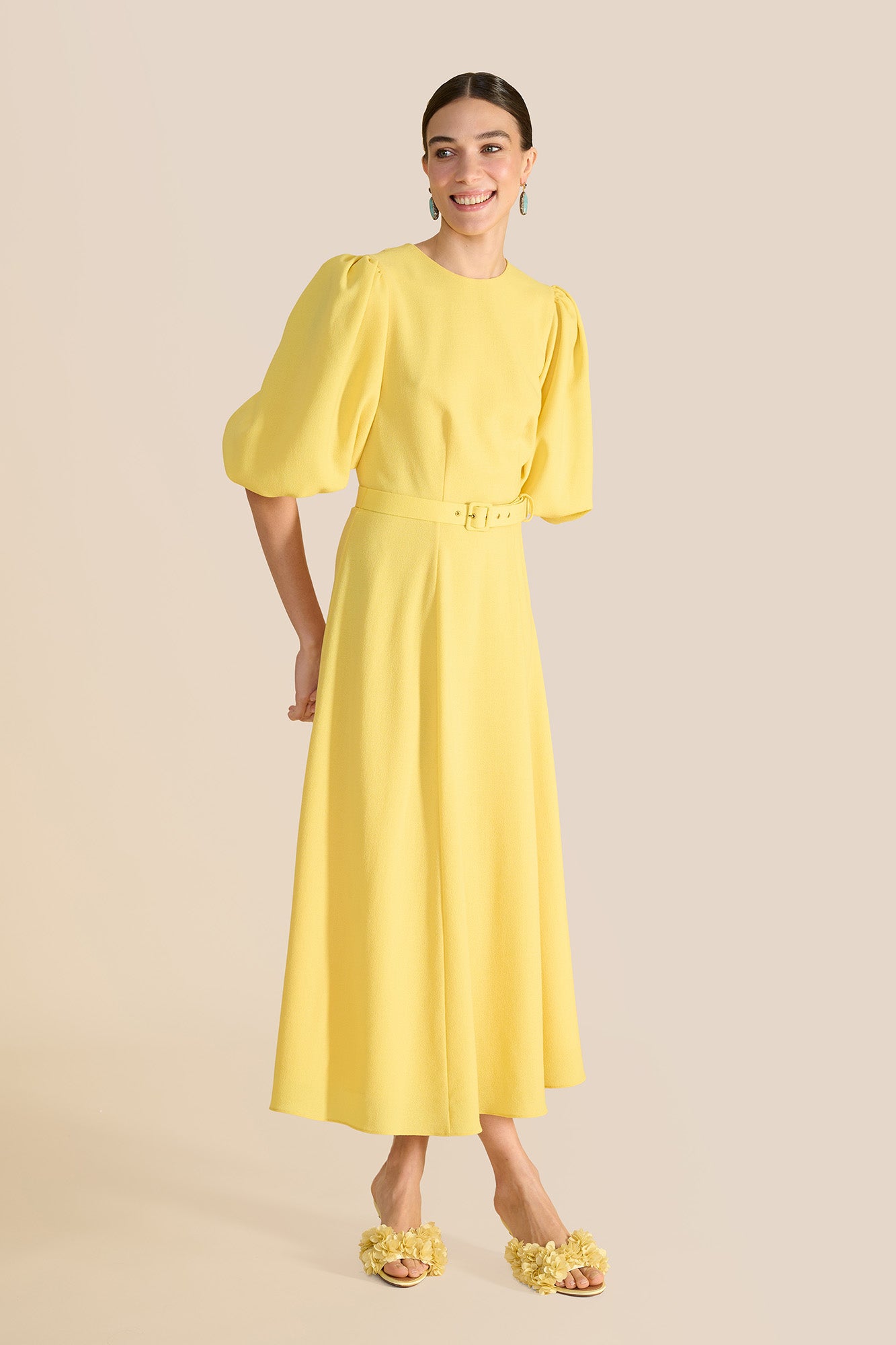 Sienna Lemon Midi Dress Flattering Elegant Style