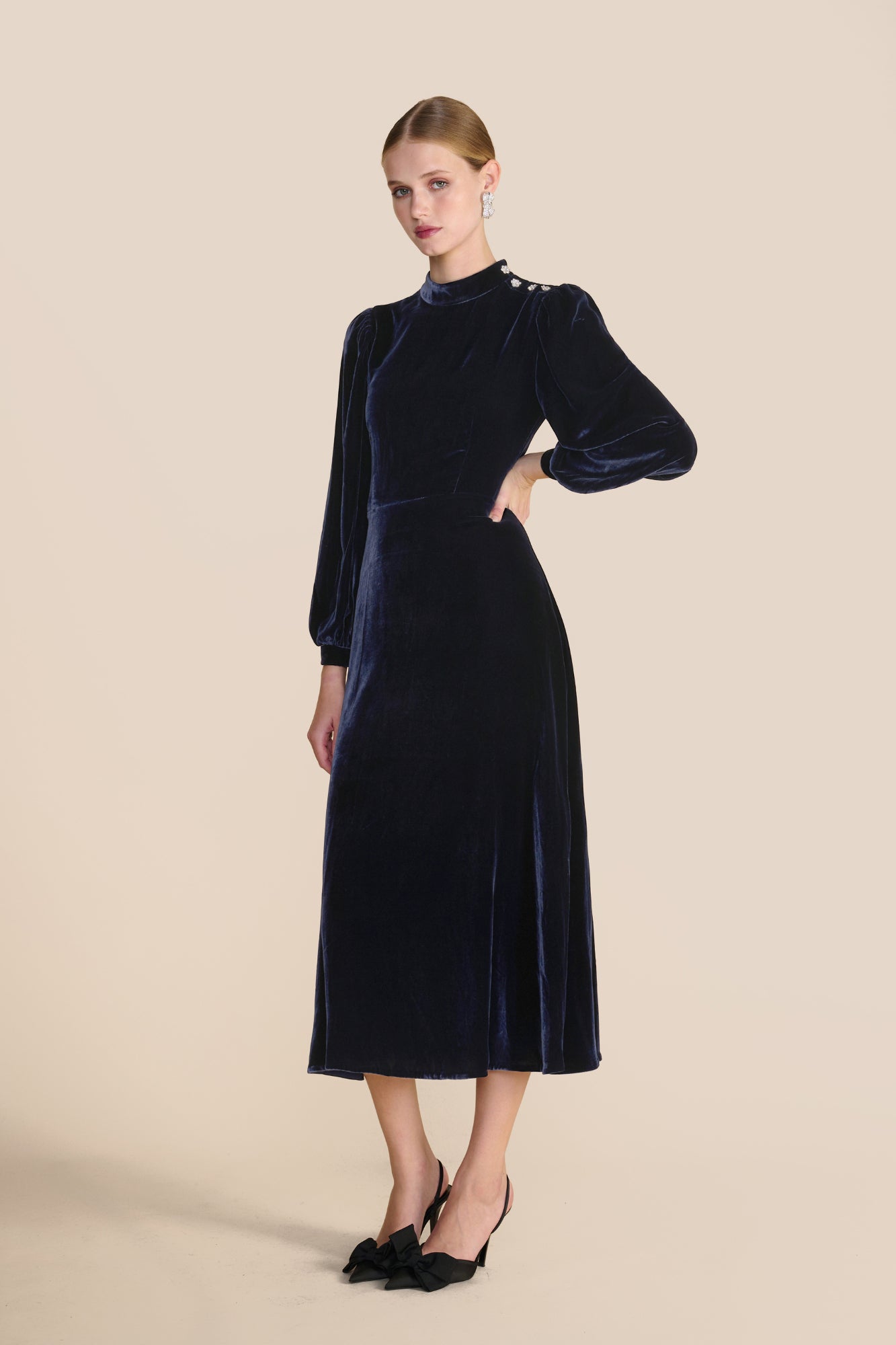 Sonia Midnight Navy Velvet Dress