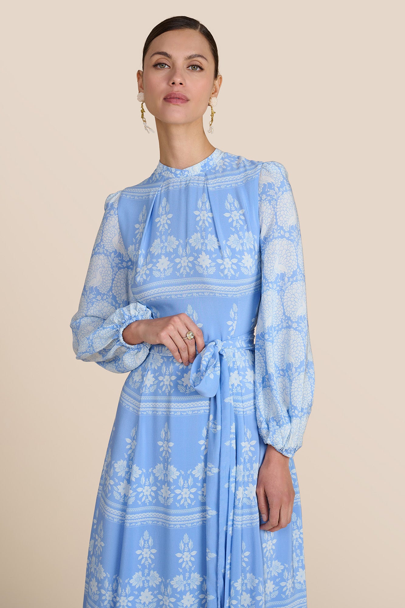 Sonia Cornflower Blouson Sleeve Dress