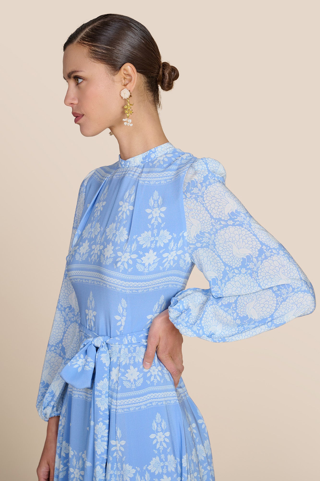 Sonia Cornflower Blouson Sleeve Dress