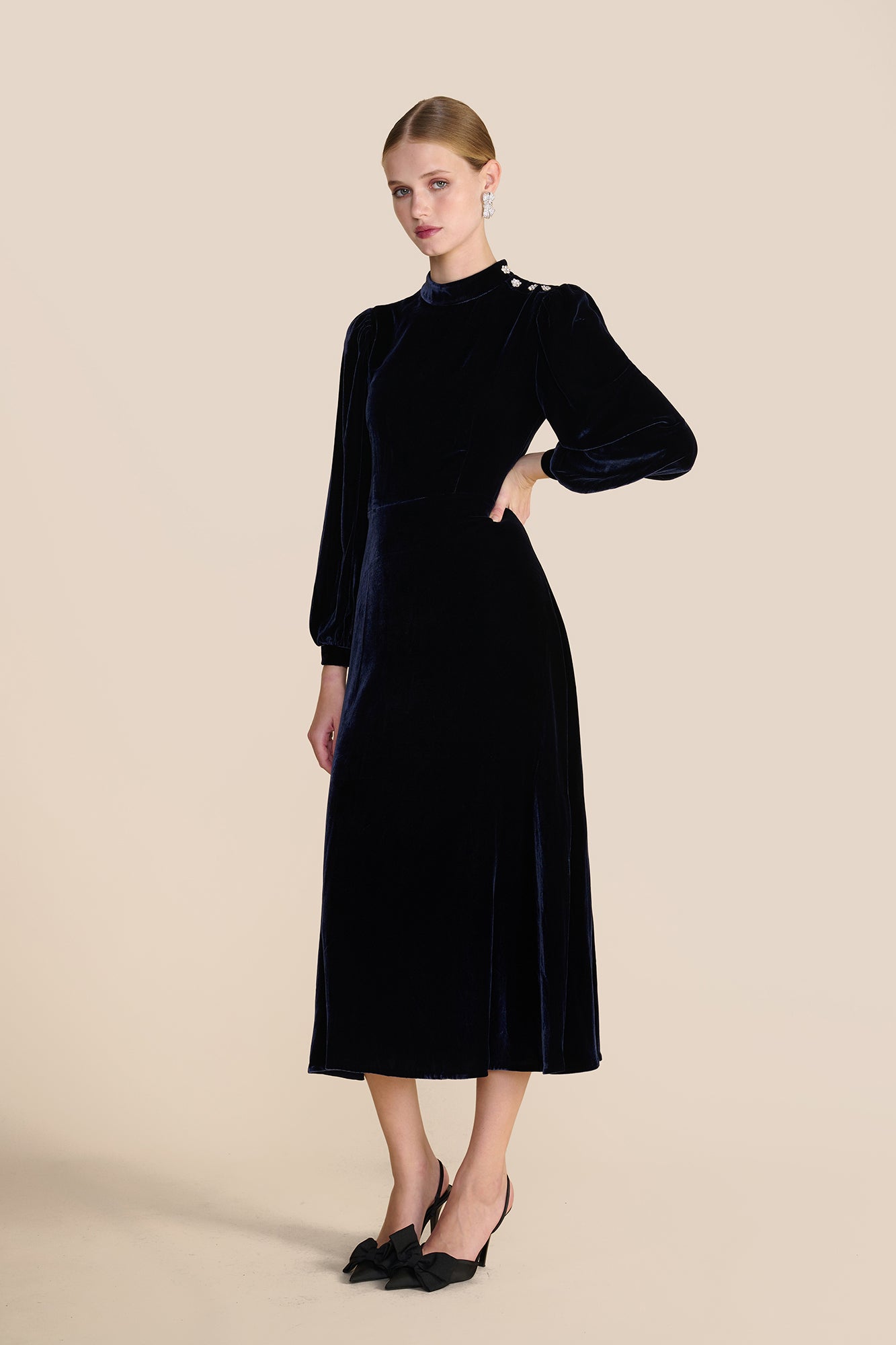 Sonia Midnight Navy Velvet Dress