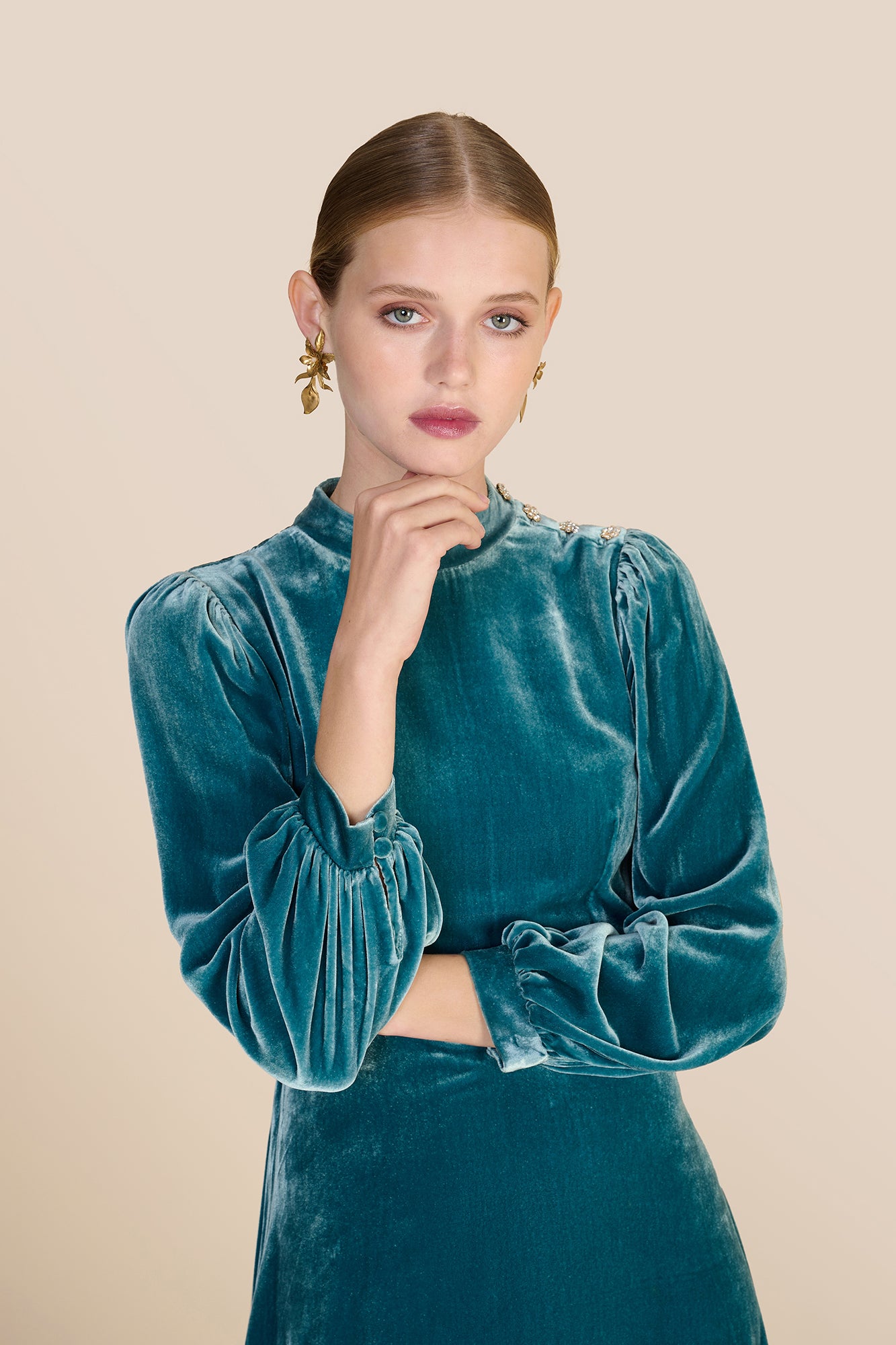 Sonia Teal Velvet Dress