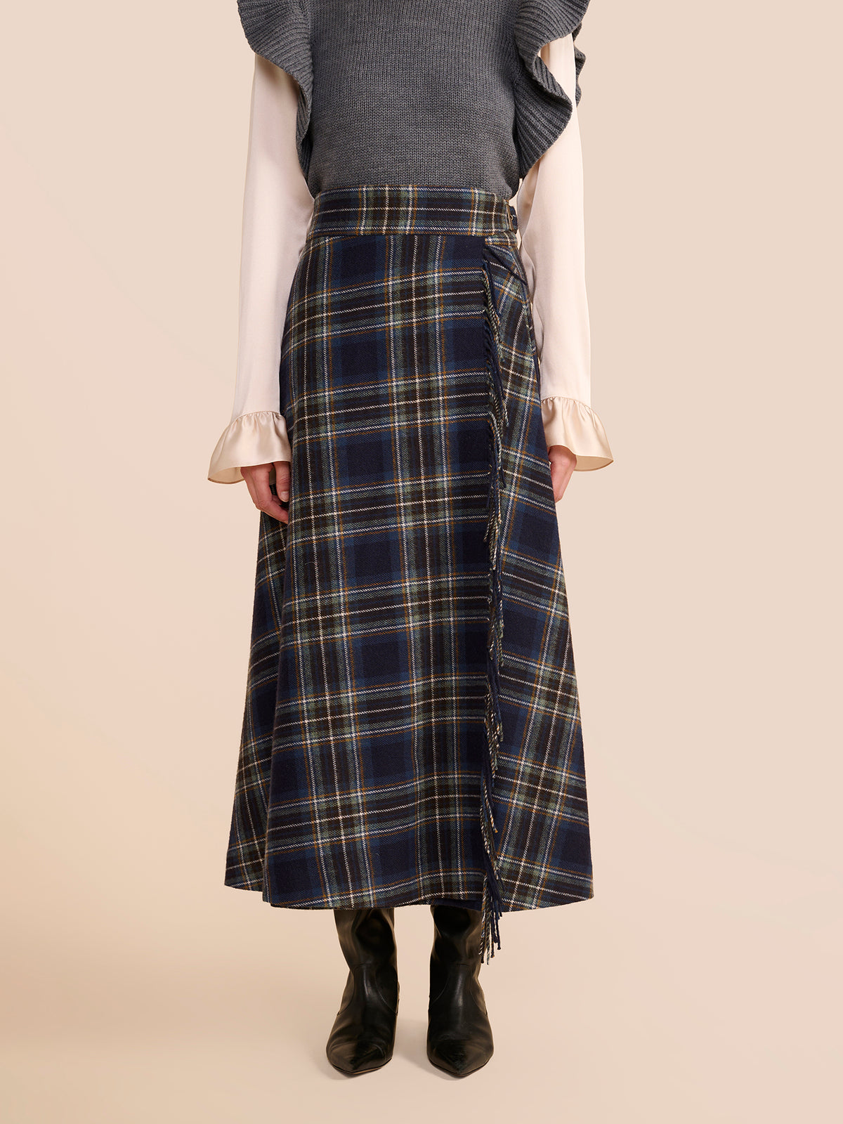 Seraphina Navy Tartan Skirt