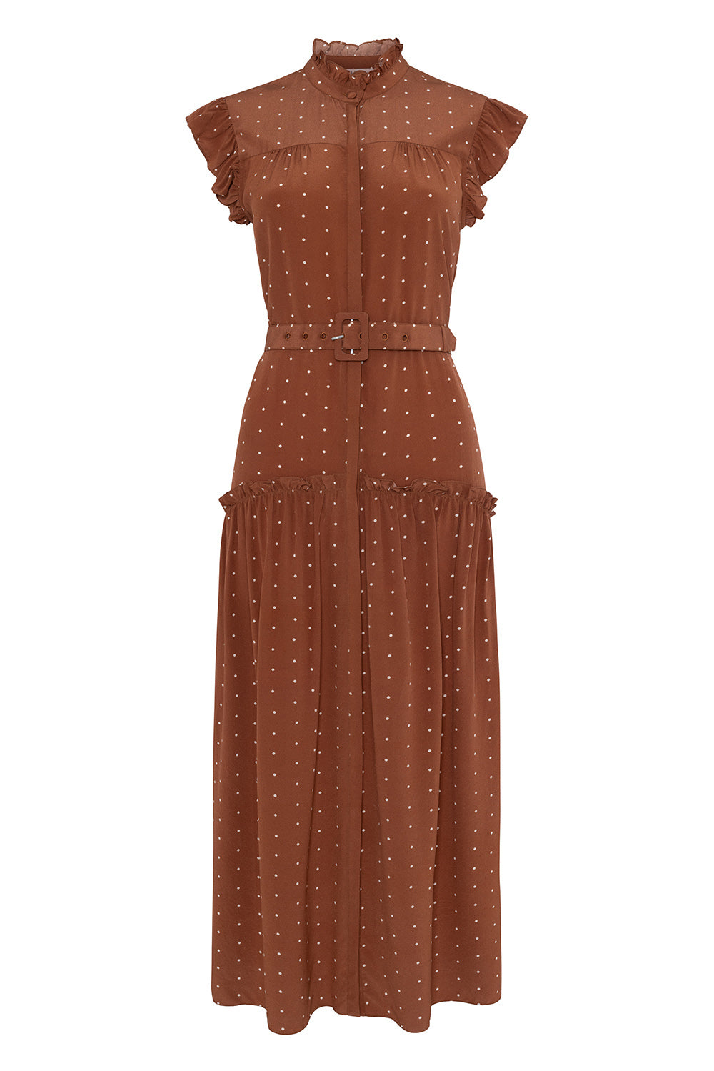 Sleeveless Darsha Toffee Polka Dress