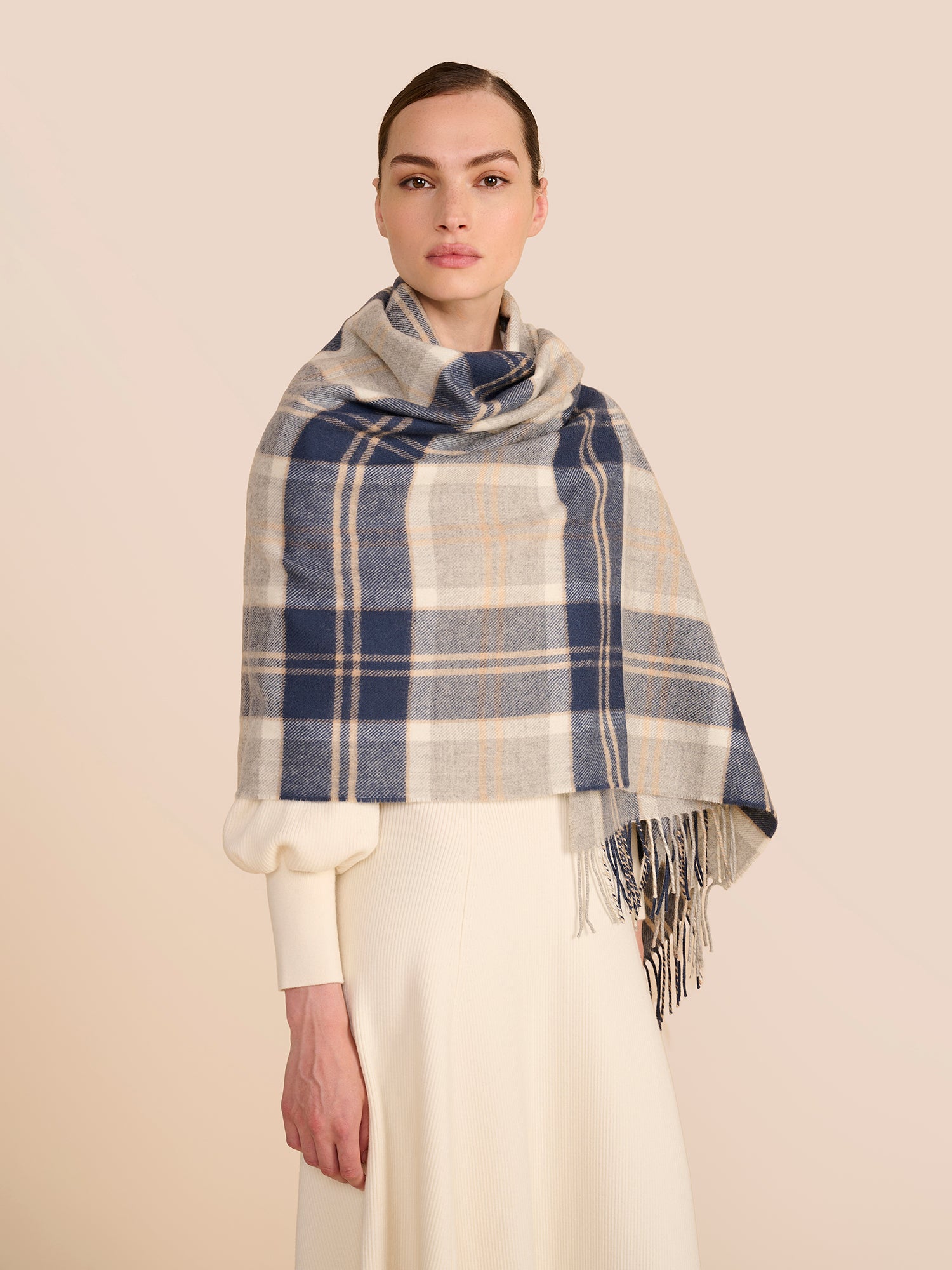 Tartan Navy & Grey Scarf
