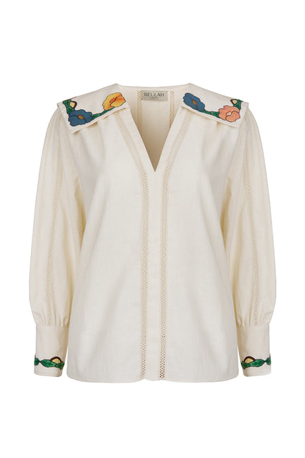 Vera Floral Appliqué Blouse
