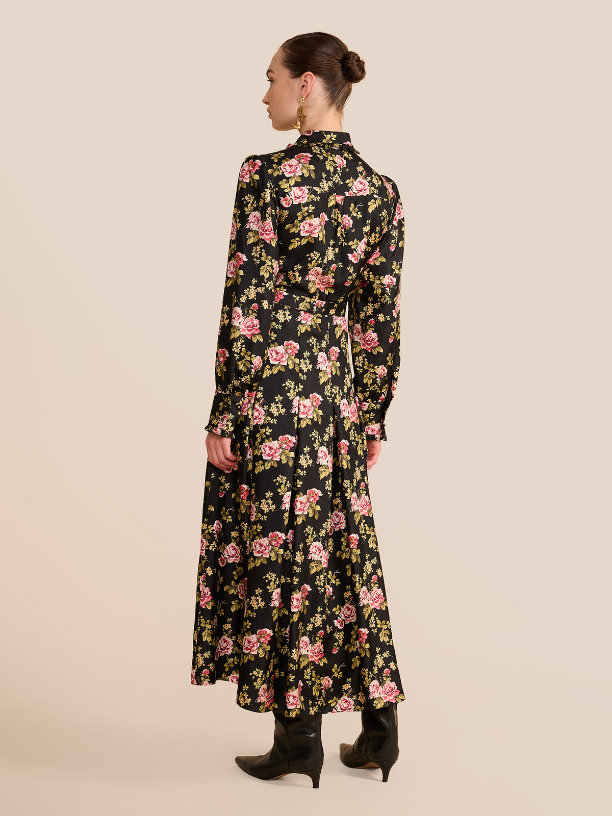 Whitney Black Trailing Rose Dress