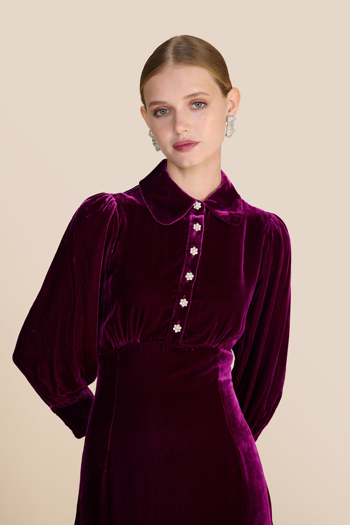 Calla Berry Velvet Dress