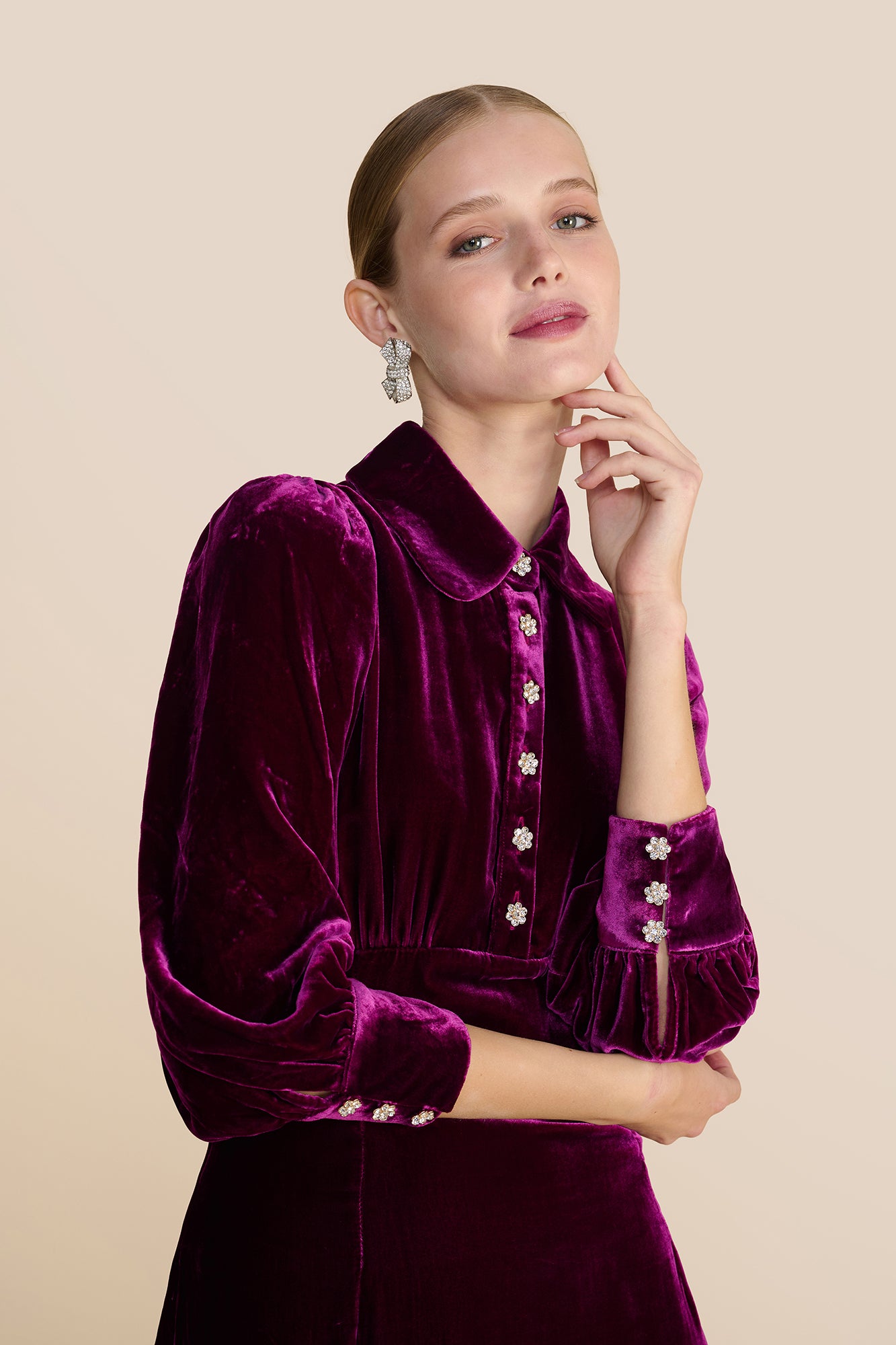 Calla Berry Velvet Dress