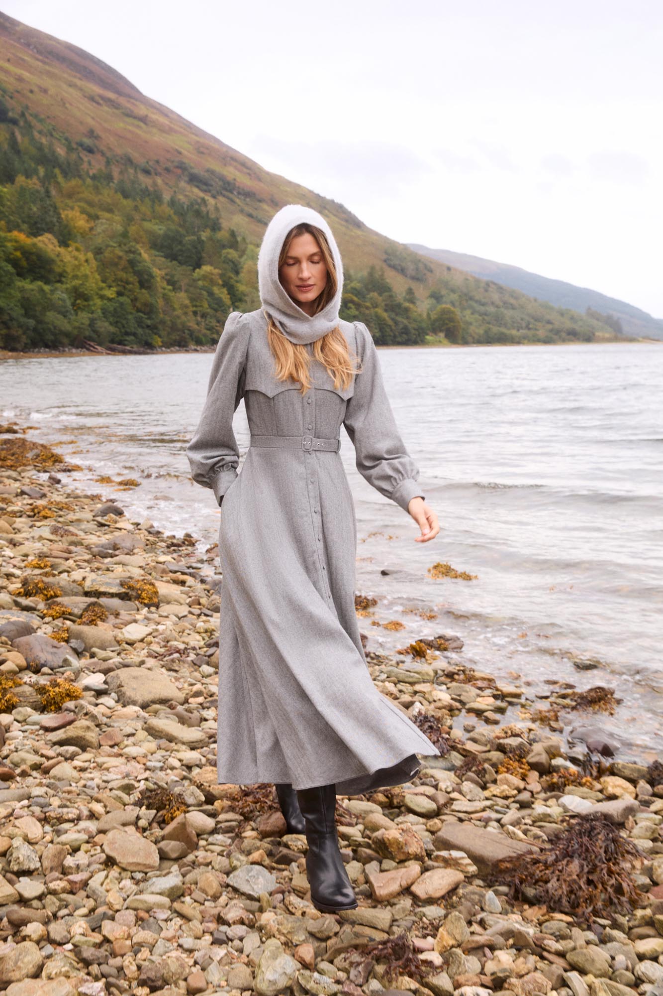 Isadora Grey Herringbone Dress