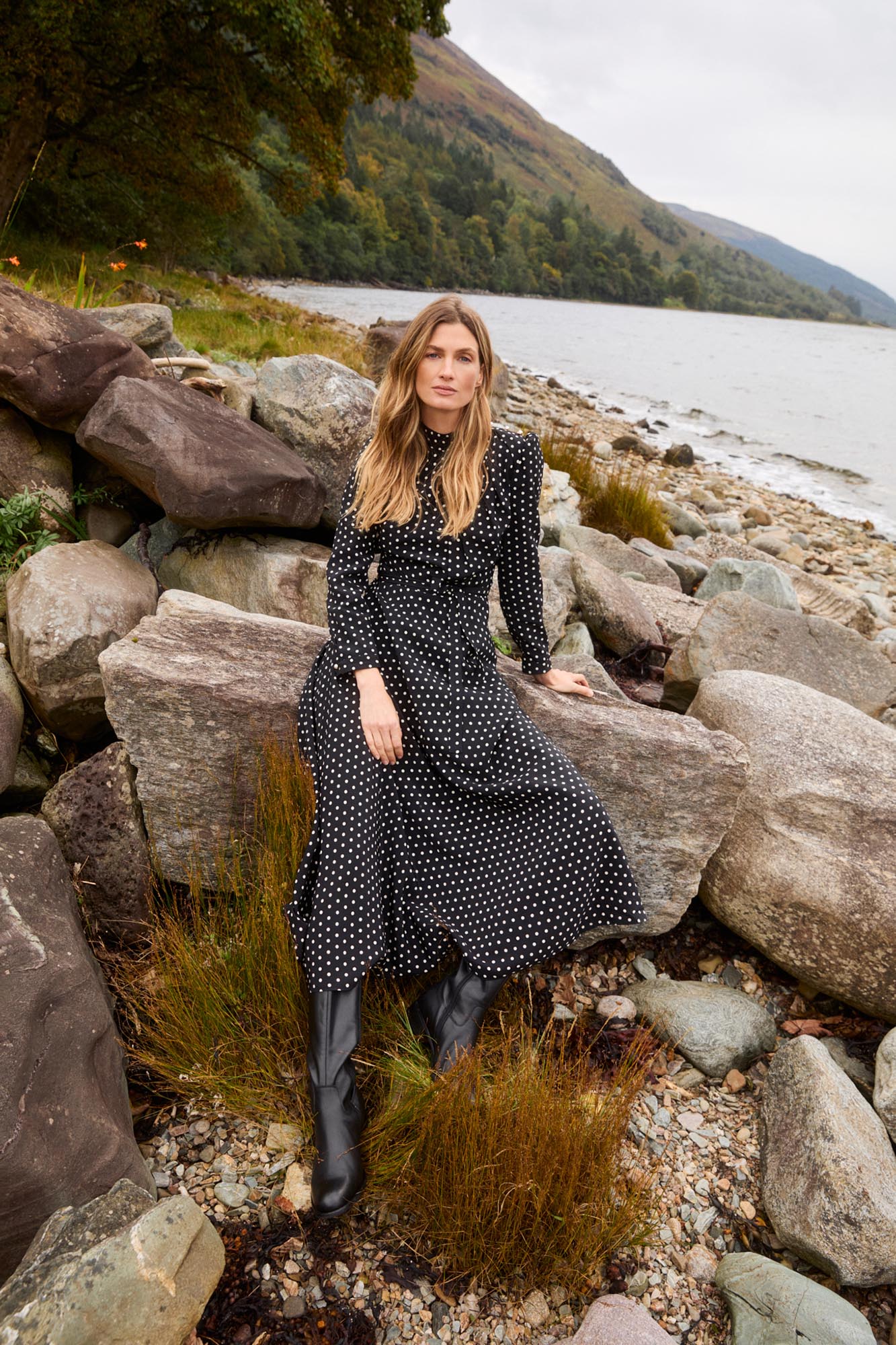 Lila Polka Spot Dress