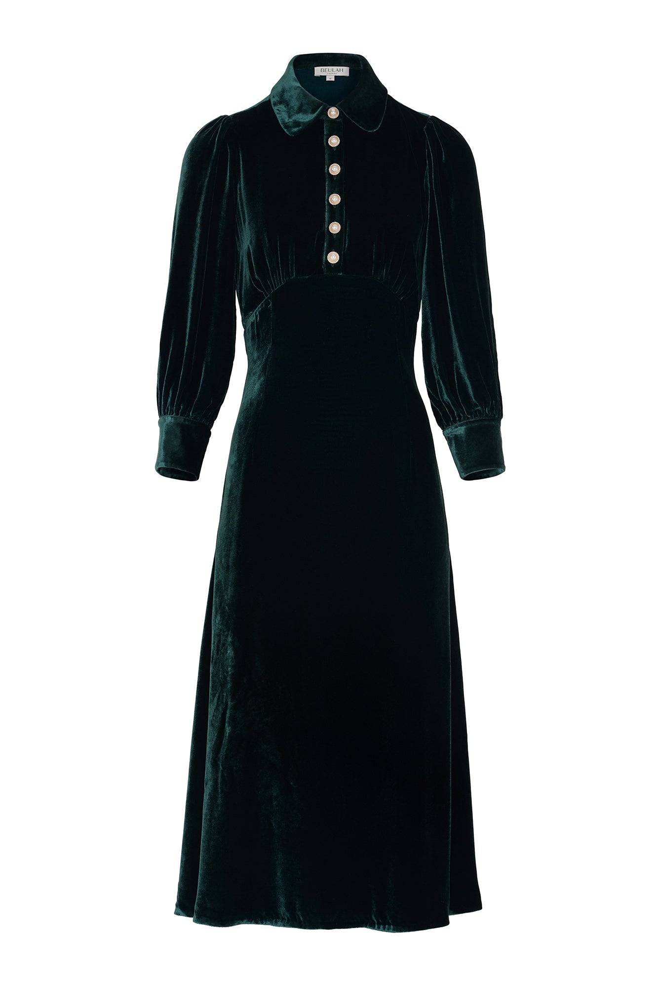 Calla Evergreen Velvet Dress