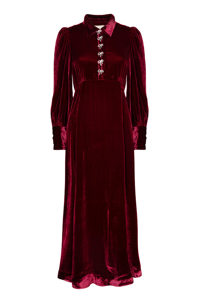 Calla Burgundy Velvet Dress