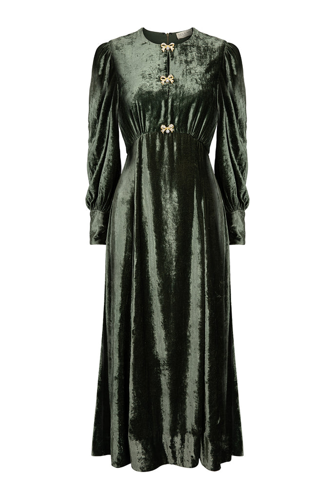 Posey Moss Green Velvet Dress