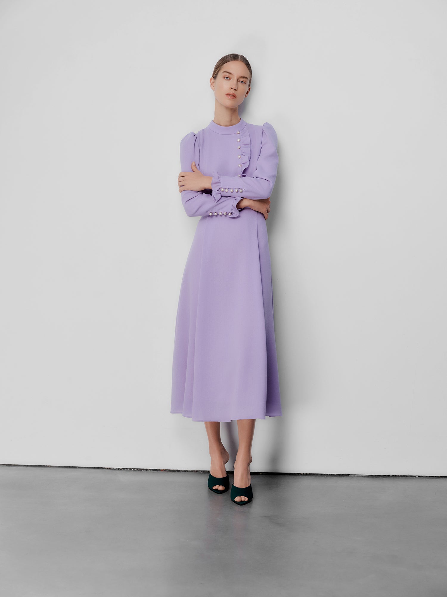 Christina Lilac Wool Crepe Dress